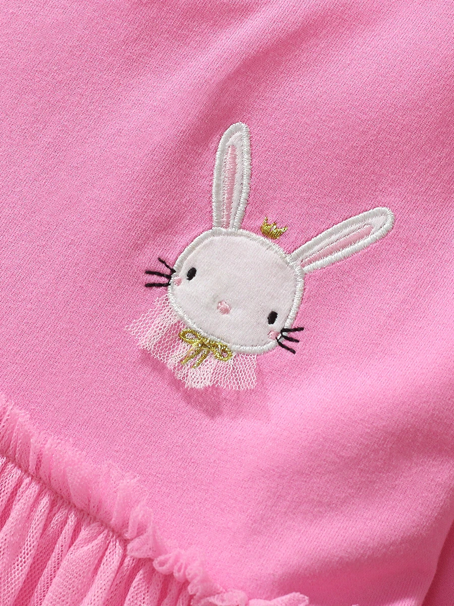 European and American style cartoon girls' long sleeved mesh skirt autumn pure cotton children's princess skirt girls dress,children dance skirt