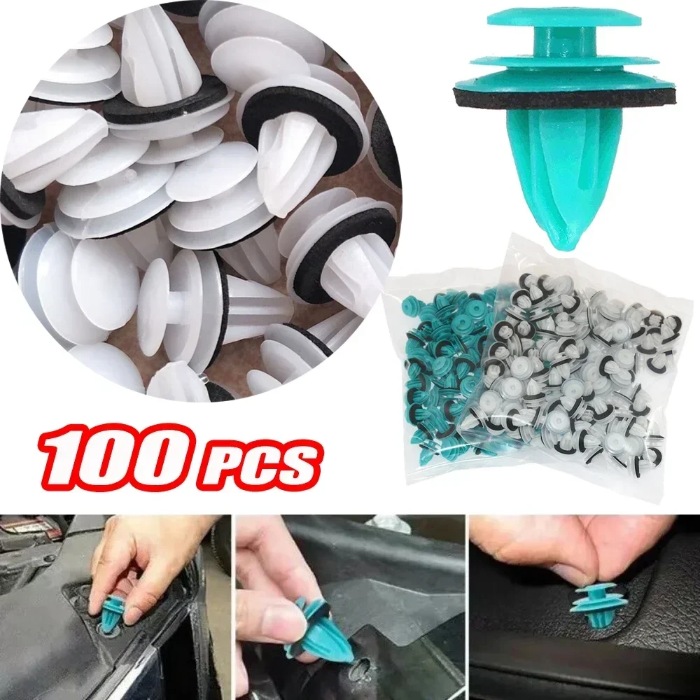 100-20PCS Auto Door Panel Clip with Seal Ring Auto Fastener Rivet Bumper Clip Retainer Car Interior Retaining Accessories
