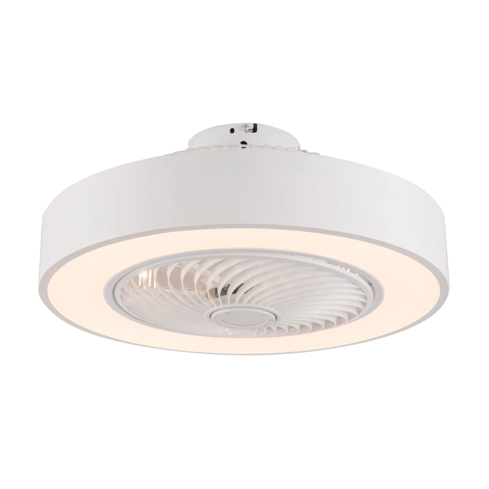 22" Enclosed Ceiling Fans with Lights Remote Control, Low Profile Flush Mount Ceiling Fan Light, 3 Colors Dimmable LED, 3 Sp