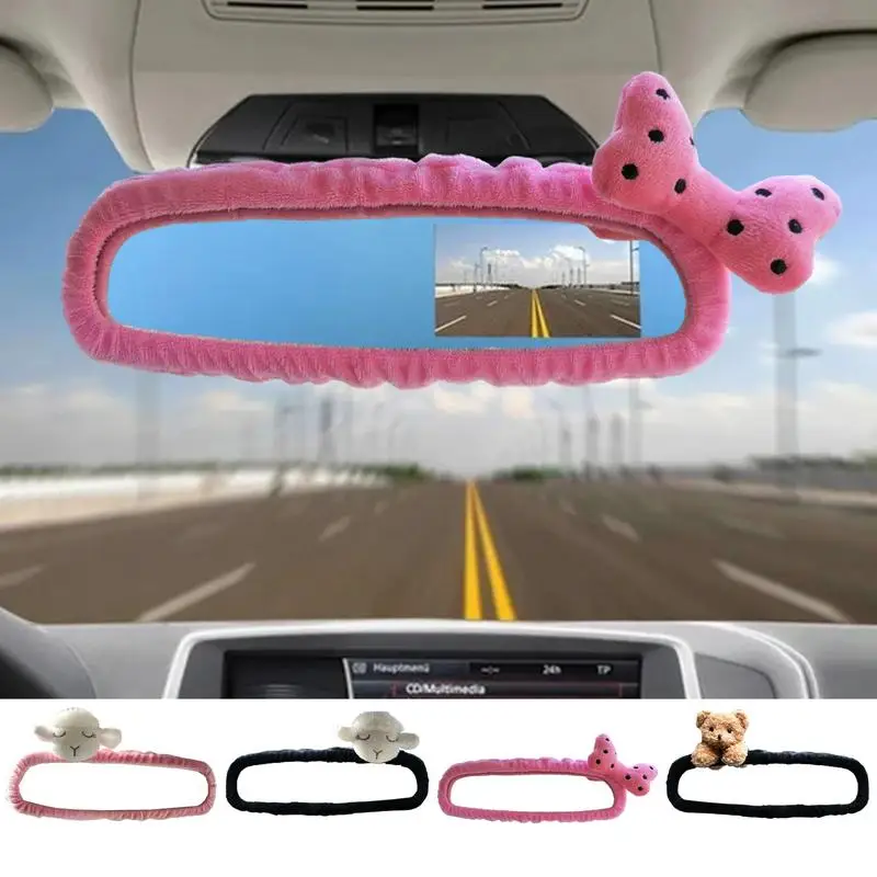 Car Rearview Mirror Cover Cute Bear Auto Rear View Protector Case Lamb/ Bow Tie Car Rearviews Covers For Interior Styling