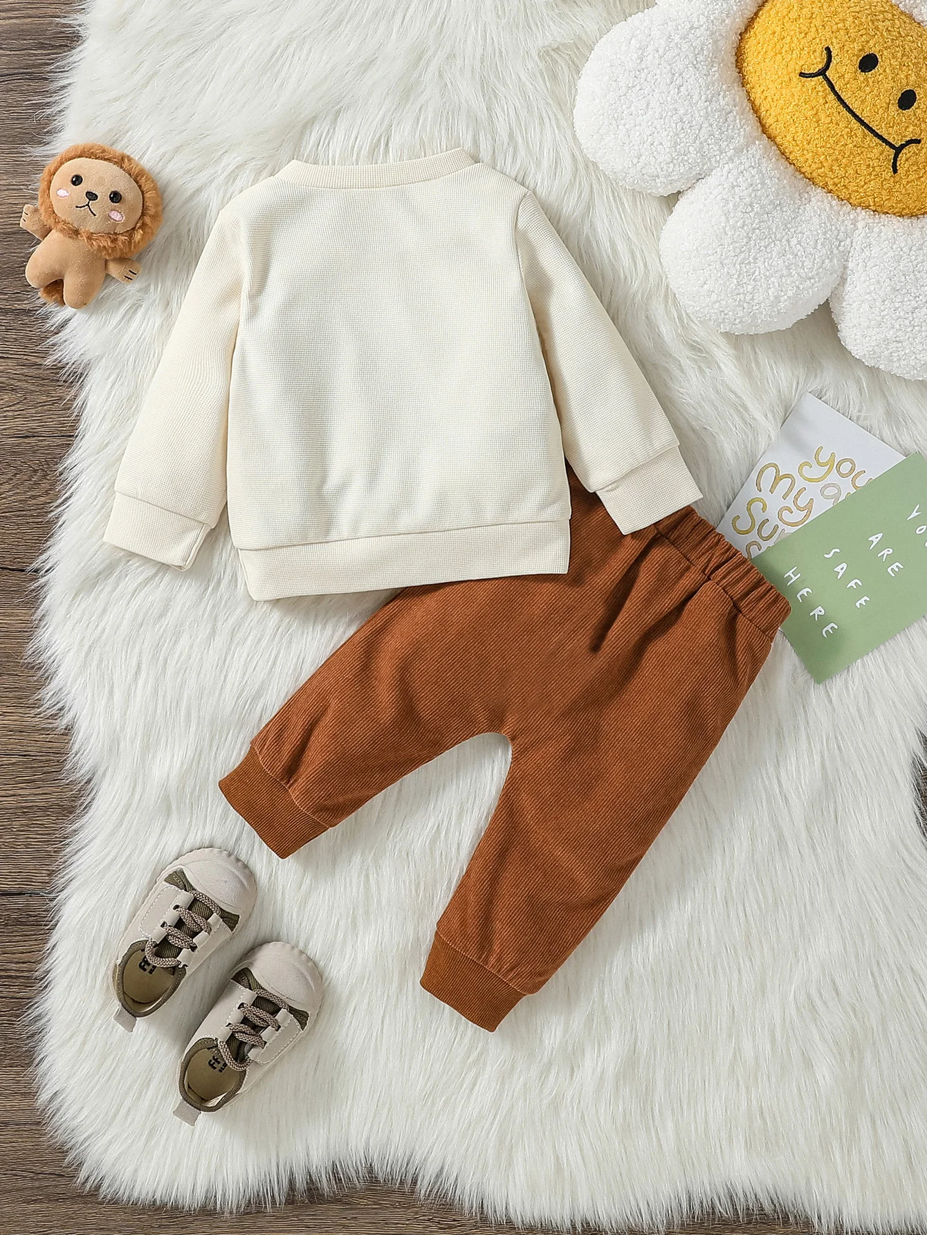 Baby Outfits Terno for Kid 3-24Months Casual Cartoon Bear Long Sleeve tee and Navy Pants Outfit Toddler Infant Clothing Set