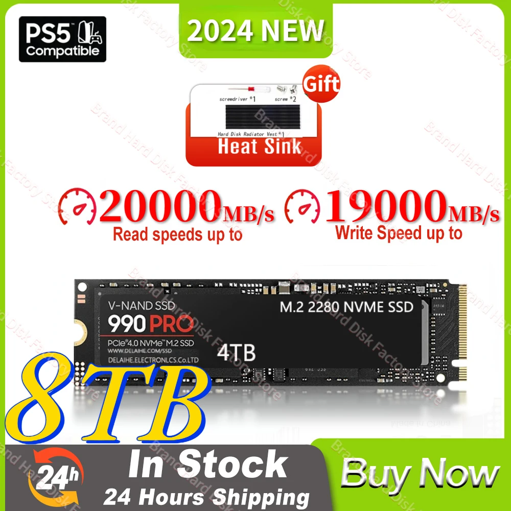 

Portable SSD Nvme M2 1TB 2TB 4TB M.2 Internal Solid State Drive HD PCIe 3.0 Hard Disk Steam Deck for Gamer PS5 Laptop PC