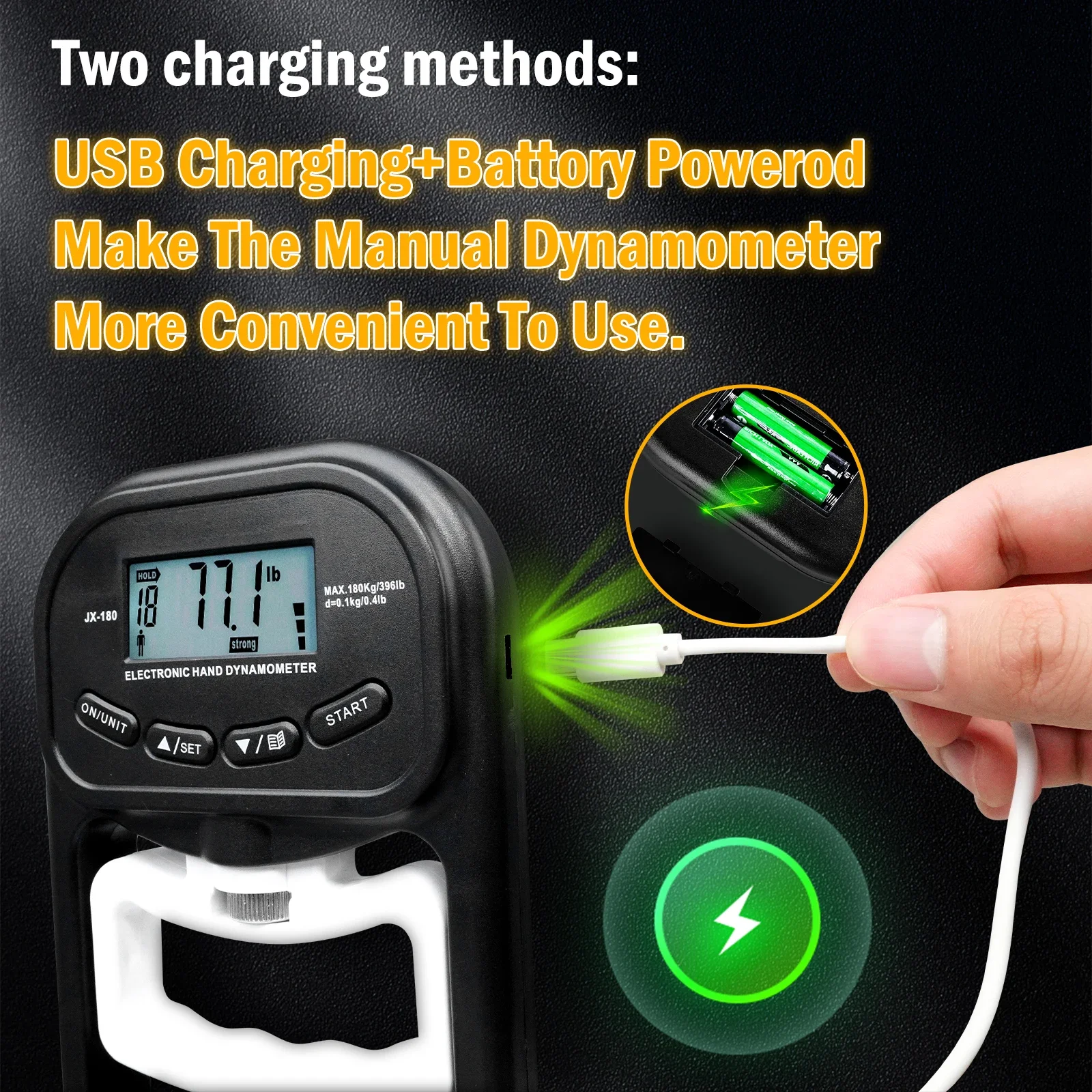 Digital Hand Dynamometer Grip Strength Trainer Electronic Tester USB LCD Screen Exercise Home School Grip Tester hand dynamometer