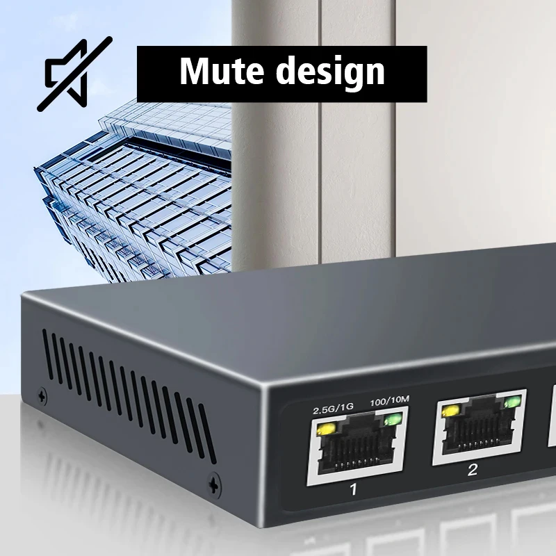 OMAY 5/8 RJ45 포트 2.5Gb 이더넷 스위치, 2.5 GBASE-T 네트워크 스위치, 10 기가비트 업 링크 플러그 앤 플레이 허브, 인터넷 스플리터 팬리스