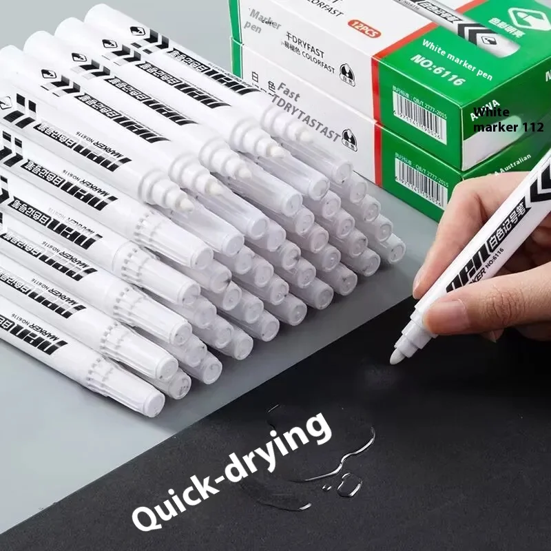 1/6 Pcs Weiß Marker Farbe Stifte Wasserdichte Gummi Permanent Marker Stift Auto Reifen Lauffläche Umwelt Reifen Malerei Dot Marker – Detail 11