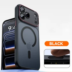 Luxury Magnetic Shockproof Camera Bumper Case with Wireless Charging Capability and Matte Clear Finish - iPhone 15 (Black XDS MSLKCC)