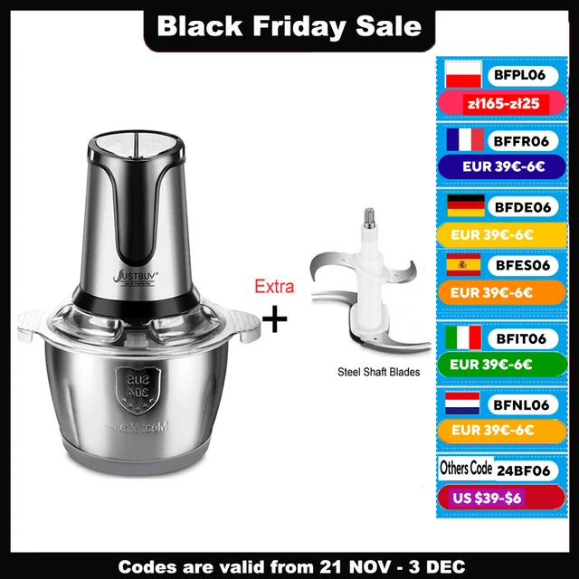 With Spare Knife 500W Stainless Electric Chopper Meat Grinder Mincer baby Food Processor 2 Speed 2L Capacity