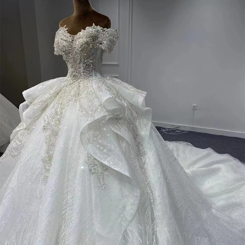 International Wedding Dresses Organza Ball Gown Sweetheart Wedding Gown For Bride 2022 sequined Beading MN88 Vestido De Noiva 4