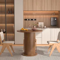 31.5 inch Round Dining Table for 2, Modern Farmhouse Kitchen Table, Small Circle Dining Tables with Wood Strip Base for Kitchen 1