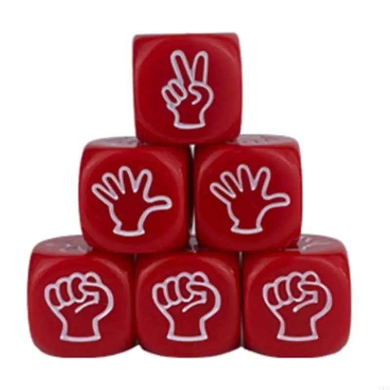 G6DE 10Pcs 6 Sided Acrylic Dices 20mm Rock Paper Scissor Game Dices Finger Guessing Game Drinking Party Toy