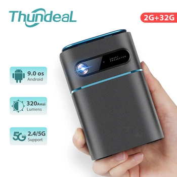 ThundeaL 2K 4K 미니 DLP 프로젝터, 휴대용 피코 스마트 안드로이드 9 와이파이 프로젝터, BW-VT2 홈 시어터 시네마 3D 비디오 프로젝터