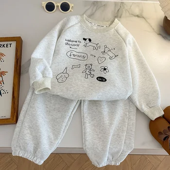 Vestito per bambini 2025 Nuovo Ragazzo Ragazza Primavera Set sportivi Bambini Cartoon Felpe + Pantaloni 2 pezzi Abiti Bambino Autunno Abbigliamento