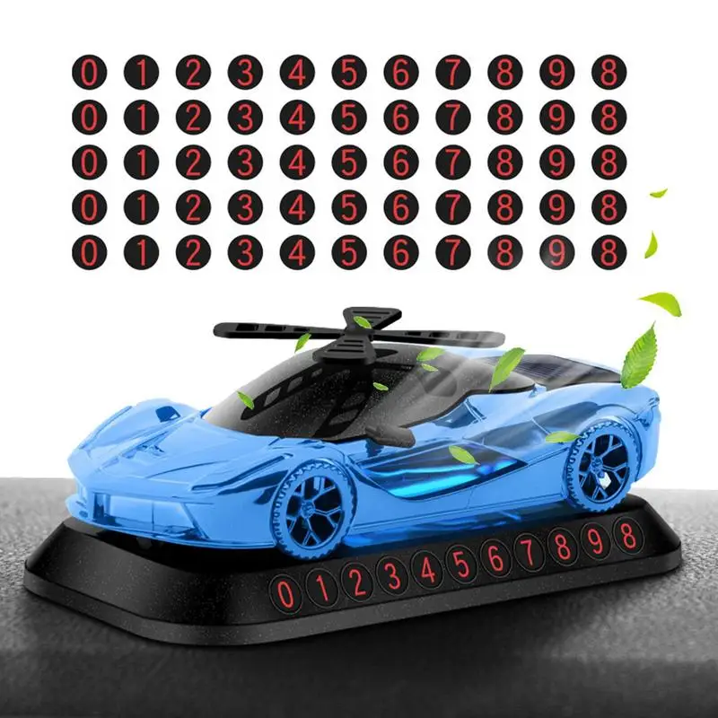 

Car Solar Rotating Perfume Aromatherapy Ornament With Parking Number Plate Function Dashboard Car Ornament Floating Car