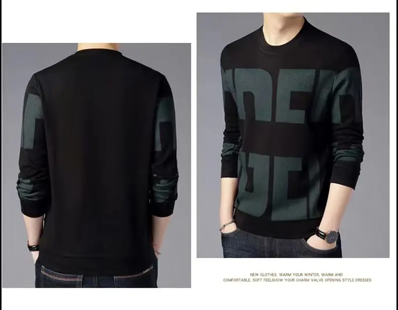 Herren Langarm Rundhals Wollpullover Für Frühling Und Herbst_voghion.com
