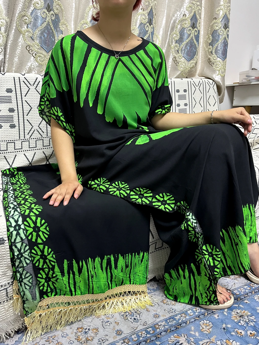 Muslim Abayas For Women Printed Cotton Traditional Loose Femme Robe African Islam Nigeria Dresses With Big Shawl Scarf 160x70cm