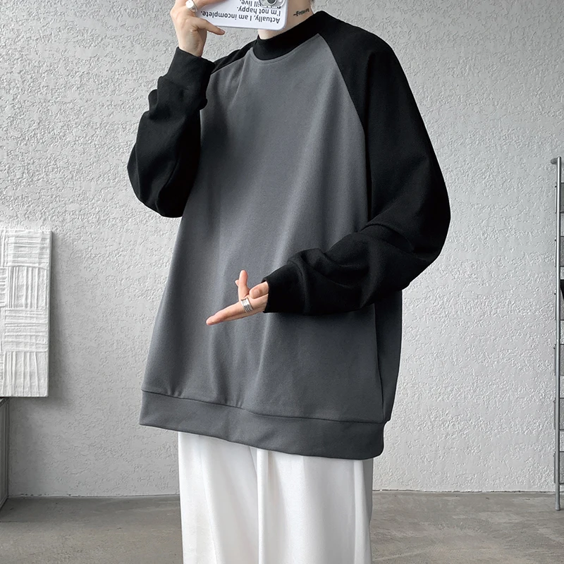 8XL-M280g raglan halvhög hals långärmad T-shirt herrbas tysk sweatshirt _voghion.com