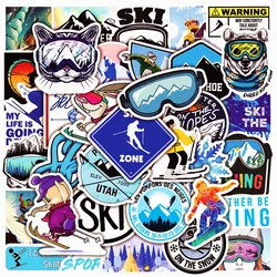 50pcs Adventure Skiing & Snow Mountain Vinyl Sticker Set for Travel and Sports Enthusiasts (50pcs Skiing)