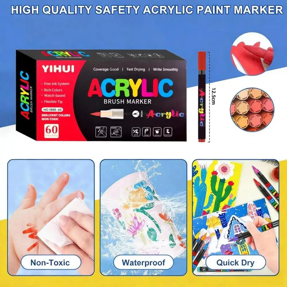 60-Color Acrylic Paint Markers 5