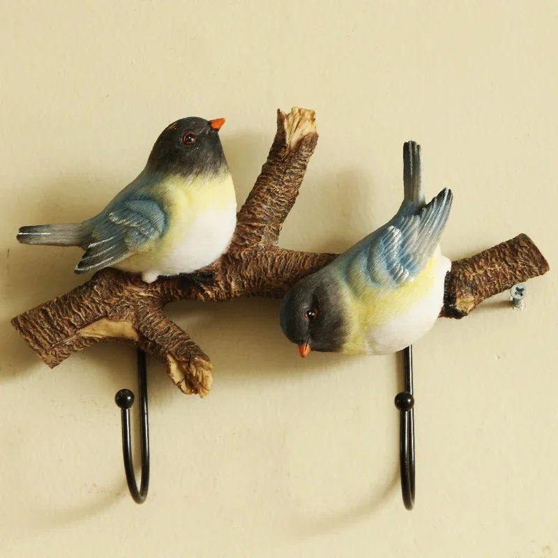 Cute Simulation Wall Mounted Coat Rack Birds on Tree Branch