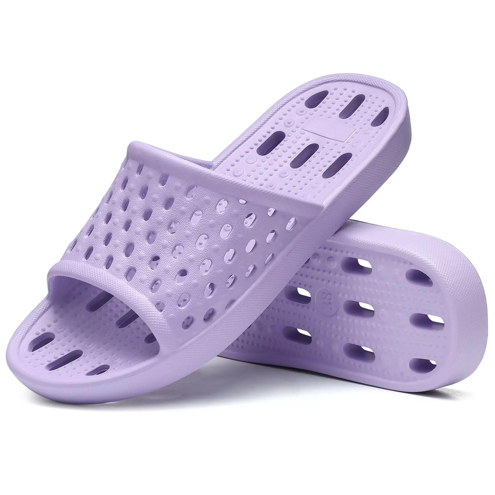 Shevalues Schnell trocknende Duschhausschuhe für Damen, weiche Sohle, bequeme Heimrutschen, rutschfeste flache Strandsandalen mit Abflusslöchern – Detail 22