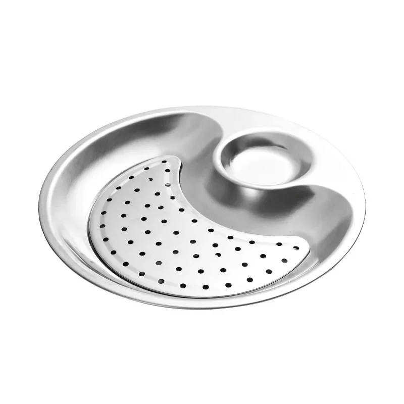 Thickened Non-magnetic Stainless Steel Dumpling Plate Double-layer with Vinegar Plate Draining Dumpling Household