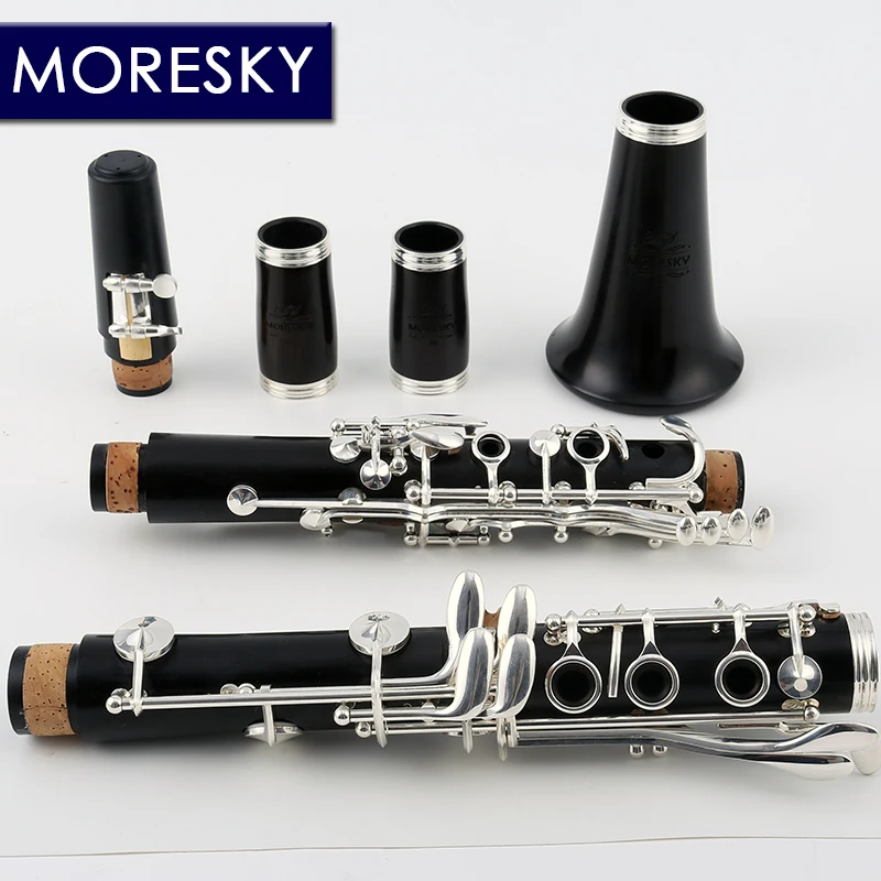 MORESKY-Wood Ebony Clarinet Tube, 17 Keys Falling Tune B, Solid Wood, M8