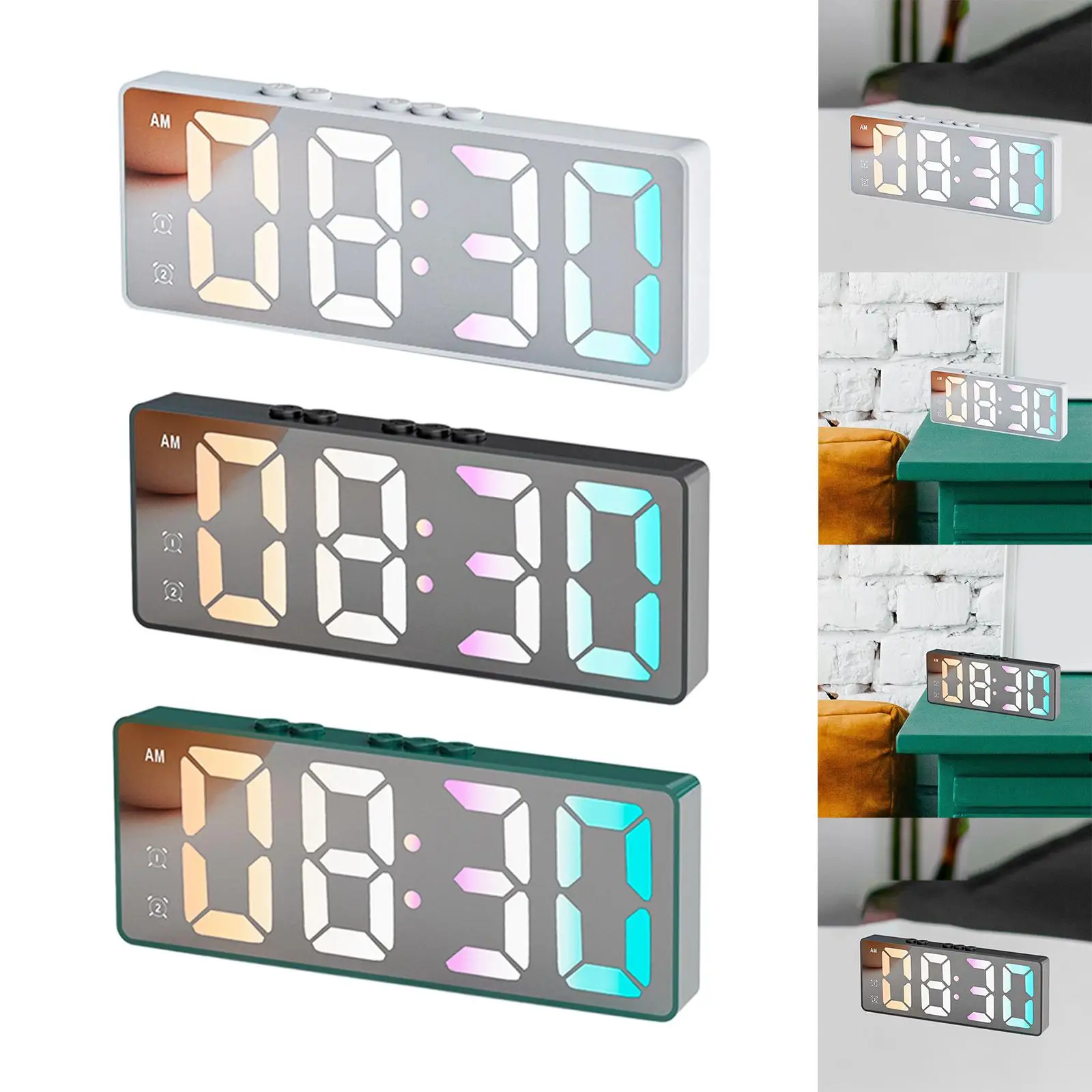 16cm Digital Alarm Clock Bedside Clock Temperature Display Battery Powered Portable for Seniors and Elderly Versatile