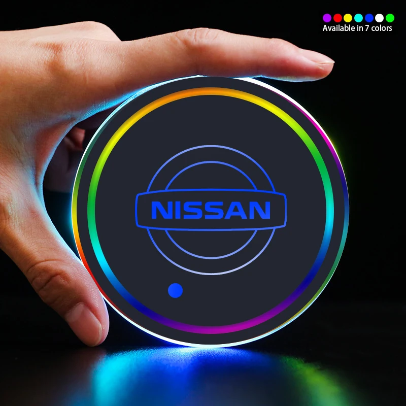 7 Color USB Charging Car Led Luminous Car Water Cup Coaster For Nissan Juke Qashqai X-Trail Leaf Patrol Altima Maxima Micra Note