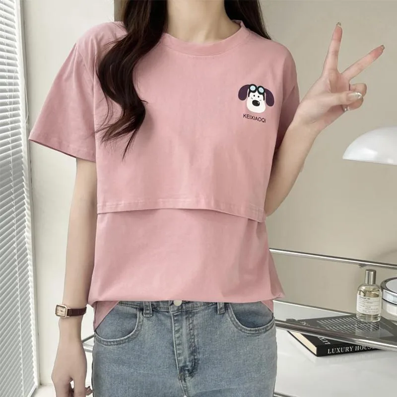 Fashionable Short Sleeve Maternity Nursing T-shirt