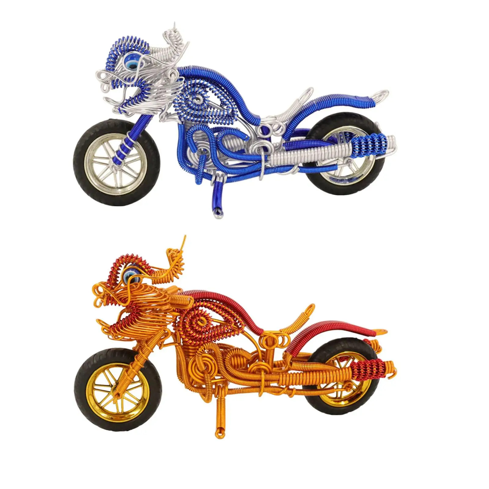 Desktop Motorcycle Model Metal Decoration Retro Artwork Aluminum Wire Decorative Toy Ornaments Motorcycle Figurine Boys Gift