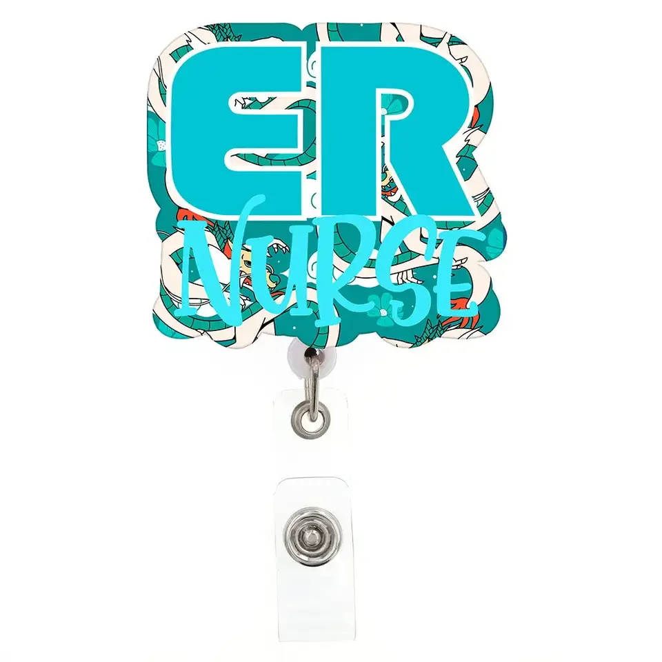 Wholesale Customized Medical Nurse Accessories Acrylic ER Badge Reel Nurse  Name ID Badge Holder for Hospital Nurse