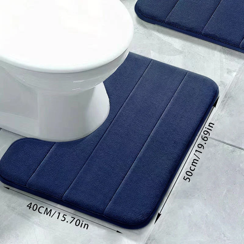 Memory Foam Toilet Rug U-Shaped Ultra Soft Absorbent Non-Slip Toilet Bath Mat Contour Bathroom Rugs