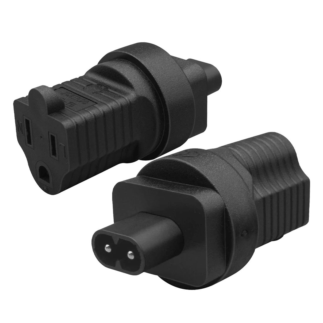JORINDO IEC 320 C8 to Nema 5-15R AC adapter, Figure 8 male to US 3-pin female AC power converter connector