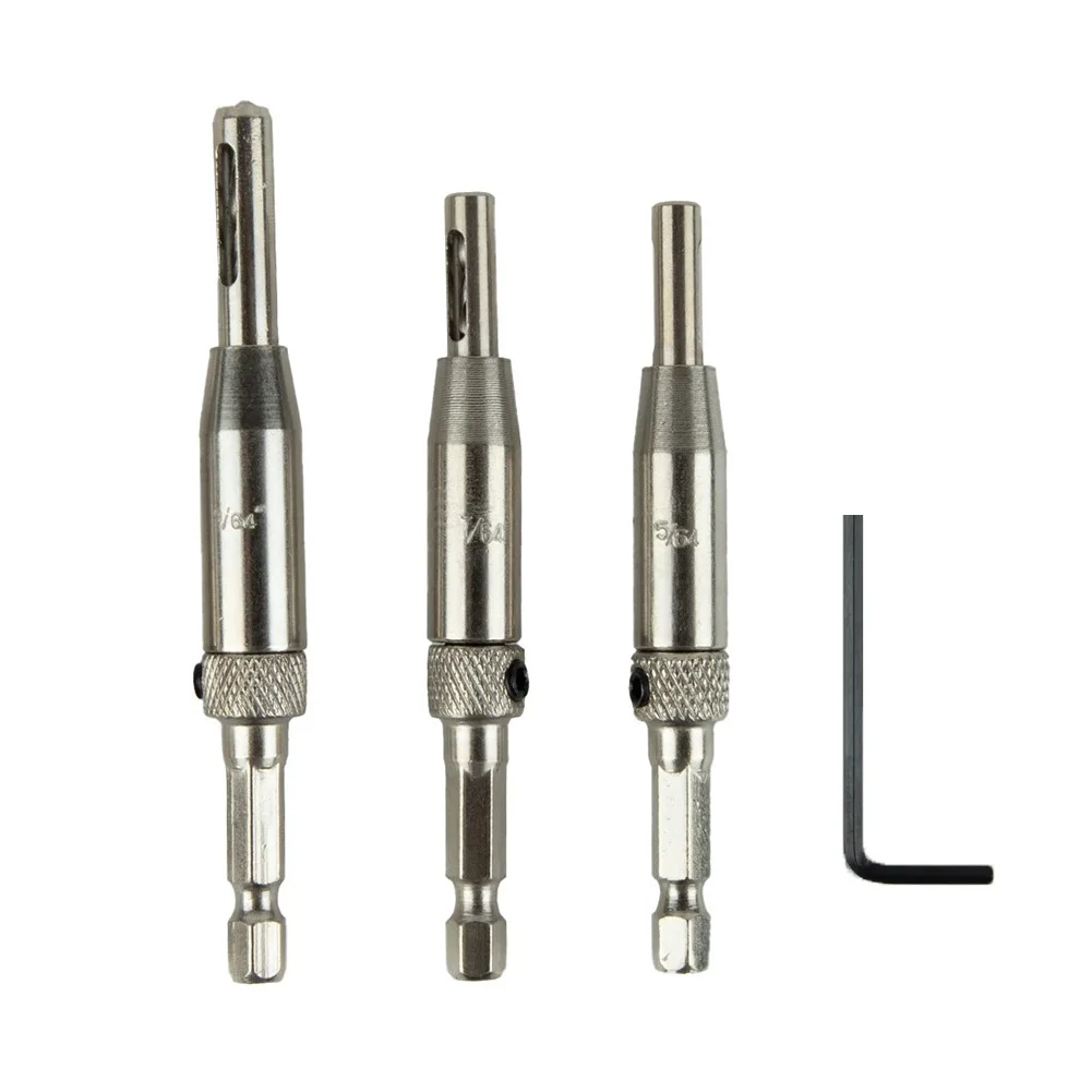 

3pcs Hinge Drill Bits Set Self Centering Door Cabinet Pilot Holes HSS Hex Groove Hinge Locating Hole Cutter Woodworking Tool