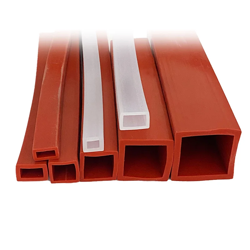 Silicone Square Tube Sleeve Hollow Squares Pipe Rubber Sealing Strip Protective Casing Rectangular High Temperature Resistant