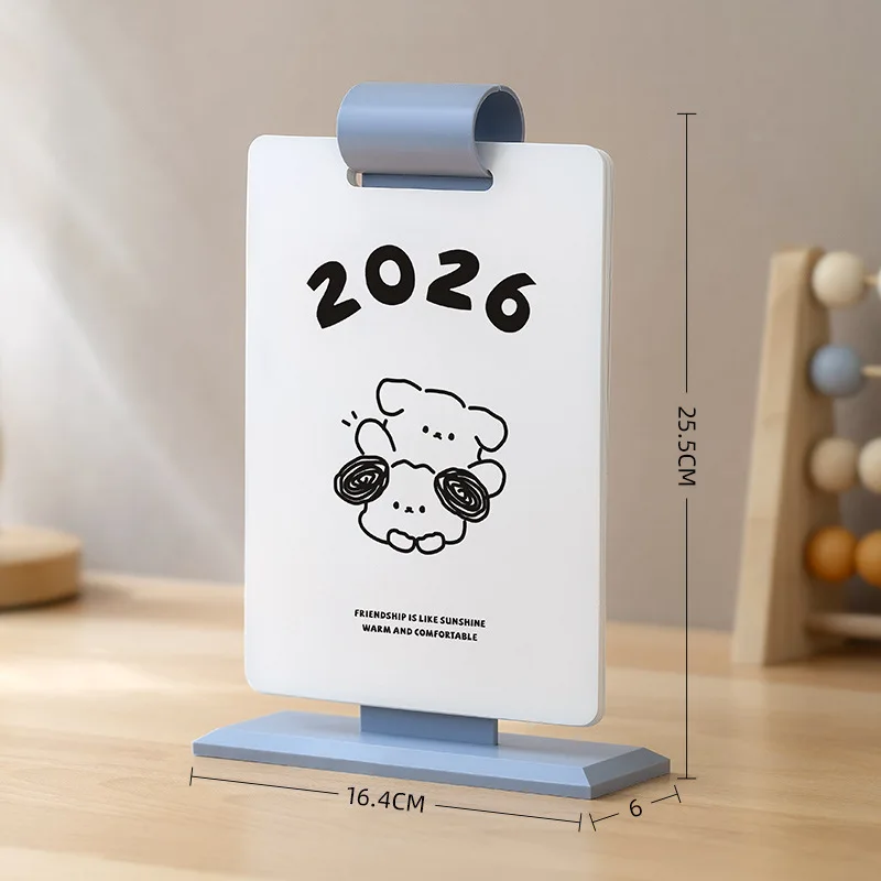 귀여운 강아지 플립 캘린더 2026 데스크탑 캘린더 학생 데스크탑 장식 영구 캘린더 노트 플래너 문구류 사무용품