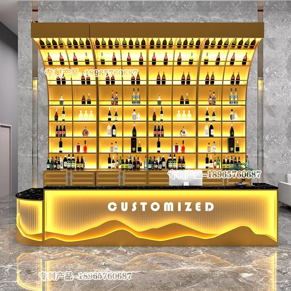 Arc Shaped Wine Rack, Bar Counter, Wine Cabinet Against The Wall, Industrial Style Display Rack, Cashier Counter