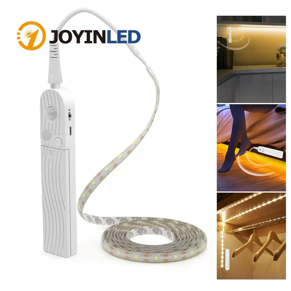 USB LED Wire Strip Night Cabinet Light PIR Motion Sensor Wardrobe Closet Lamp 
