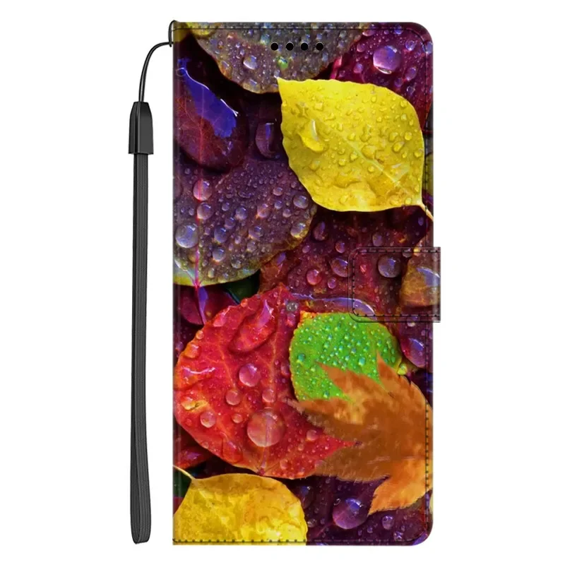 Luxury Leather Flip Case Wallet with Stand and Artistic Design