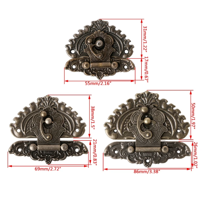 Vintage Retro Style Decorative Hasp Toggle Suitcase Box Lock Hook Latch Buckles