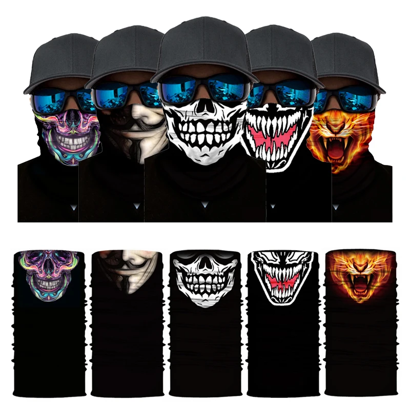 Skull Face Covering Mask Neck Warmer Gaiter Tube Scarf Biker Balaclava Bandana E - Foto 11
