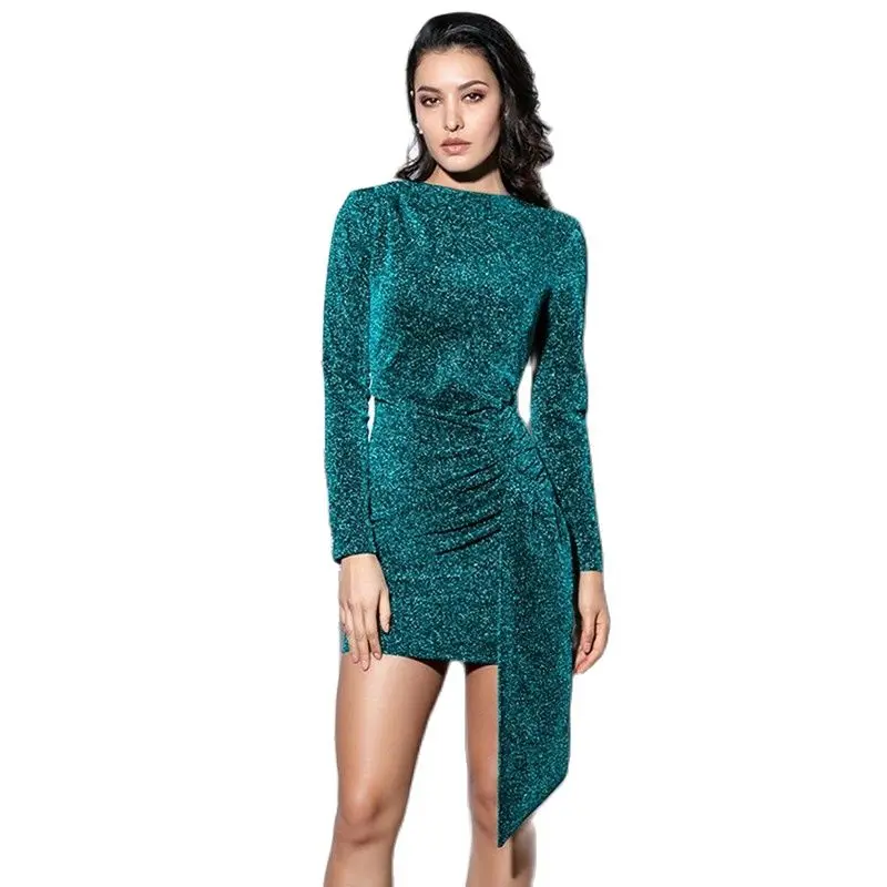 

Fashion New Spring Summer Women Long Sleeve Dress Office Lady Back Zipper Hollow Wrap Hip Mini Skirt Casual Clothing Girl Gift