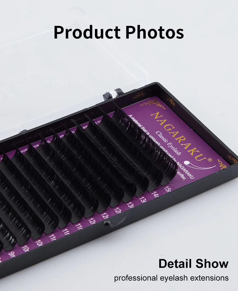 NAGARAKU 16Rows Classic Individual Eyelash Extension Lashes Matte Black Professional Soft Natural