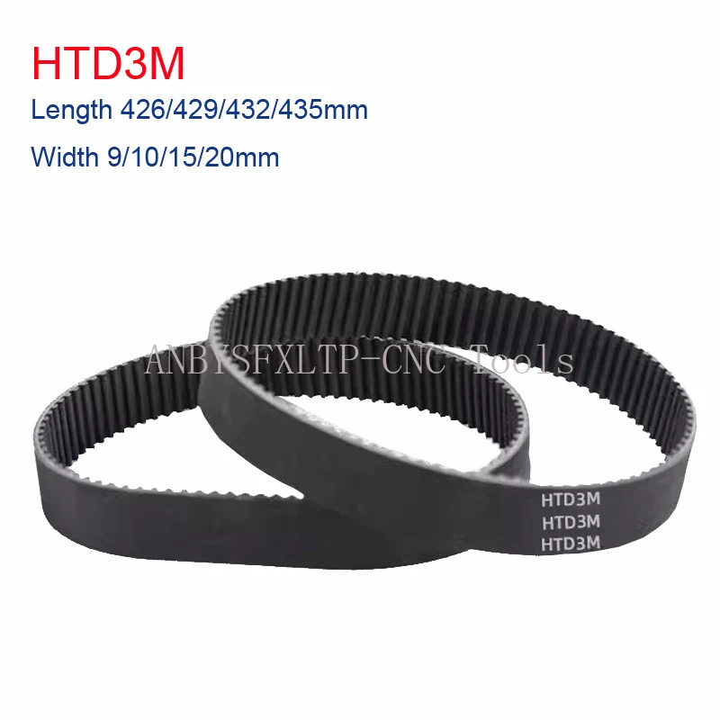HTD3M Rubber Timing Belt Length 426/429/432/435mm 3M Synchronous Belt Width 9/10/15/20mm Closed Loop Synchronous Belt Pitch 3mm