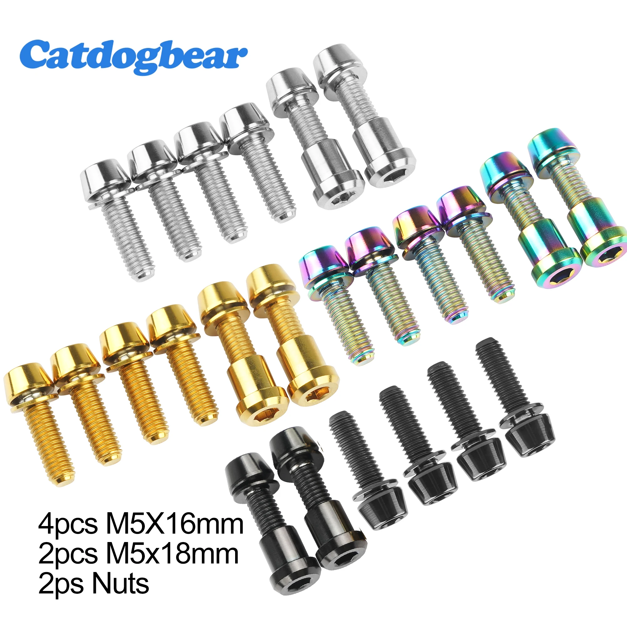 Catdogbear( 4 Pezzi M5X16Mm + 2 Pezzi M5X18Mm + 2 Dadi Ps) Bulloni In Titanio M5X16 Vite Da 18Mm Per 3T Arx Ltd Kit Di Aggiornamento Per Mountain/Bici