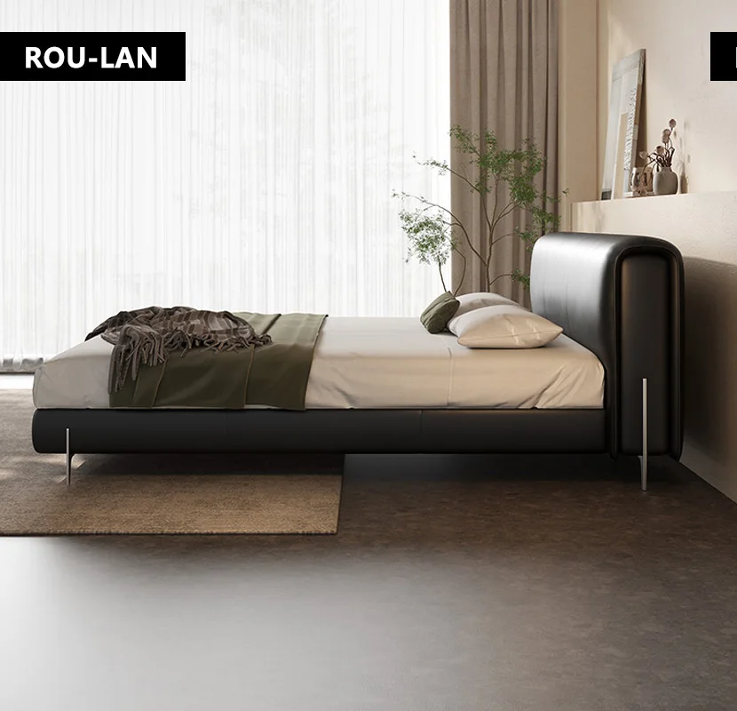 Lit souple minimaliste moderne lit en cuir chambre principale lit souple lit de mariage lit Double créatif 1 Lit souple minimaliste moderne lit en cuir chambre principale lit souple lit de mariage lit Double créatif 1