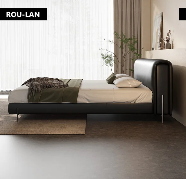 Lit souple minimaliste moderne lit en cuir chambre principale lit souple lit de mariage lit Double créatif 1