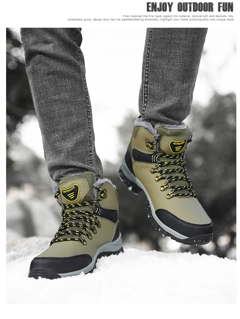 Boots Men's Women Slip On Winter Shoes For Men Waterproof Ankle Boots Winter Boots Male Snow Botines 2023 Black Botas Femininas