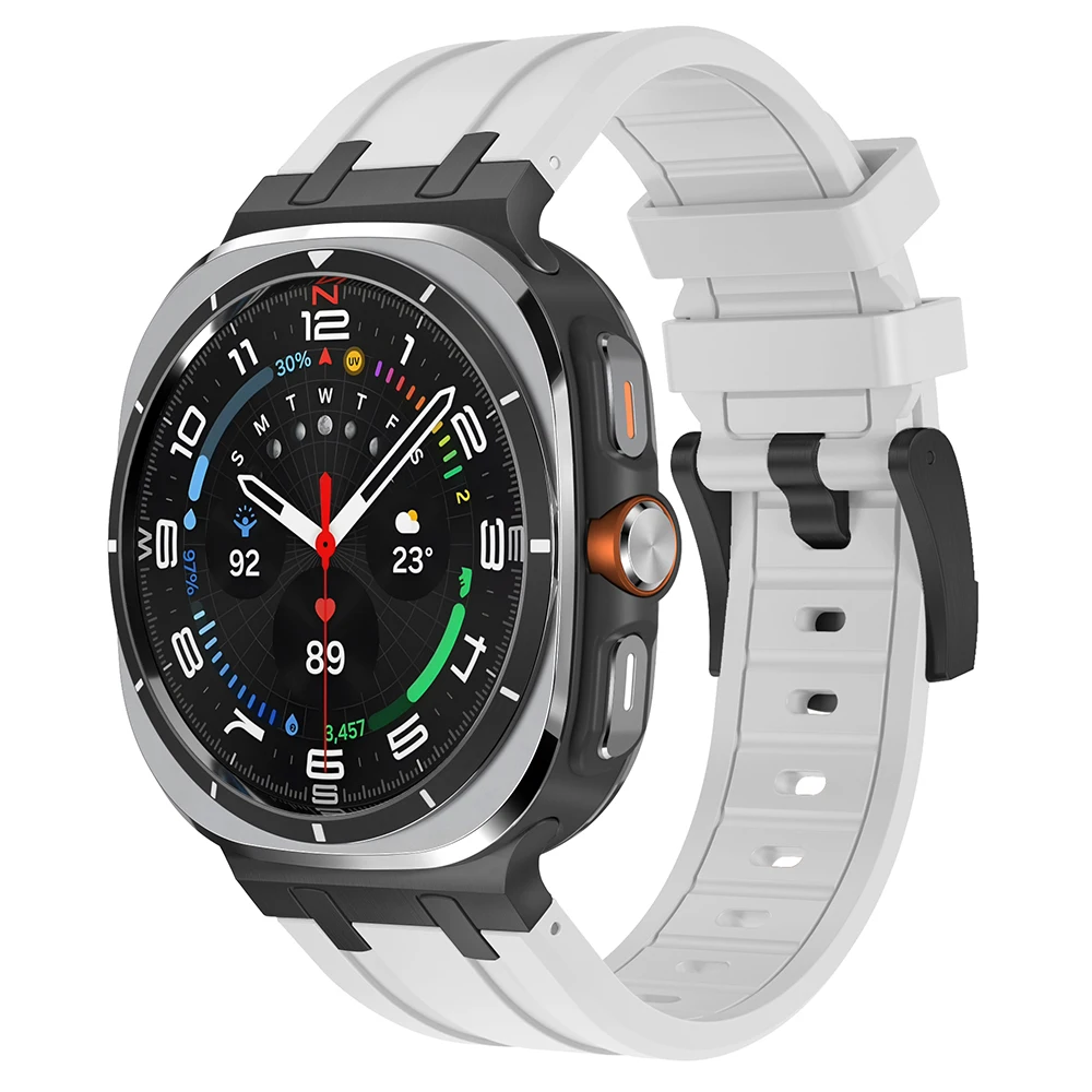 Luxury Sports Rubber Band - Premium Silicone Strap for Men's Watch, Curved End Design