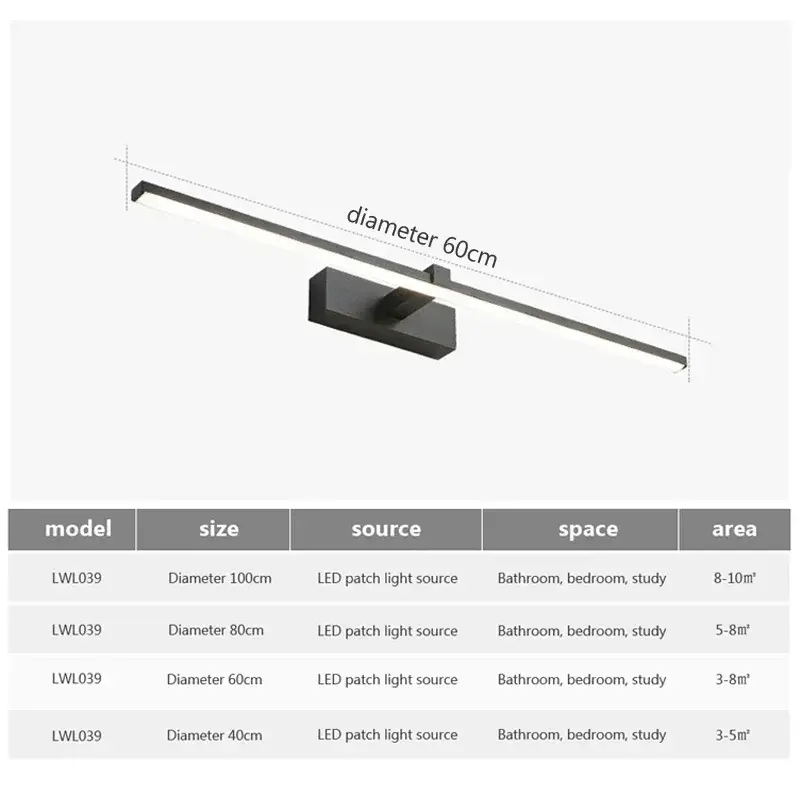 Modern LED Vanity Mirror Wall Light for Bathroom Makeup Mirror Headlamp Indoor Lighting Fixture Sconce Decor - Image 6